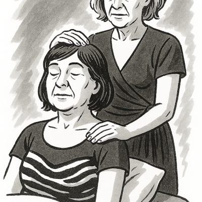 L3 Reiki services a older woman performing Reiki on another woman